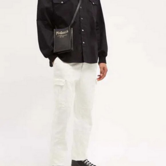 ALEXANDER McQUEEN Graffiti Edge Mini Crossbody Bag in Black/Off White - Picture 2 of 7